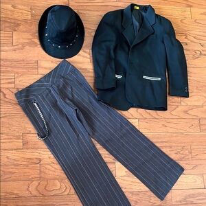 Black and Gray Dance Costume with Pinstripe Trousers